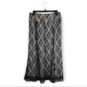 Worthington black and white lace midi skirt